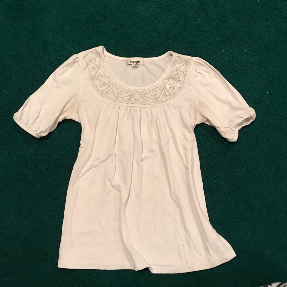 White Blouse w/Elaborate Neckline